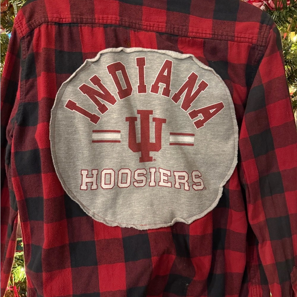 Indiana Hoosiers Custom T-shirt Back, Cozy Flannel
